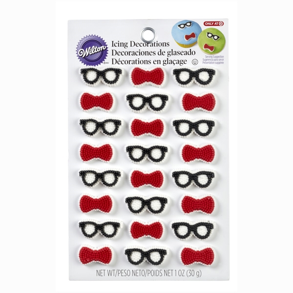 Wilton Icing Decorations Bow Ties Glasses Pack Of 24 Chef S