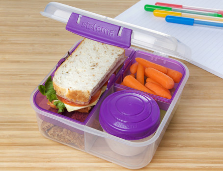 Sistema Bento Lunch Box to Go with Fruit/Yogurt Pot, 1.65 L - Clear/Pink:  .co.uk: Kitchen & Home