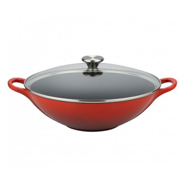 LE CREUSET ENAMELED CAST IRON 12.5 GRILL PAN - NEW - CHERRY RED