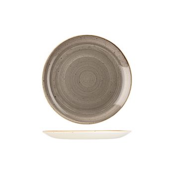 9975122-stonecast round coupe plate peppercorn