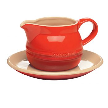 Chasseur La Cuisson Red Gravy Boat with Saucer