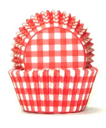 red gingham baking cases