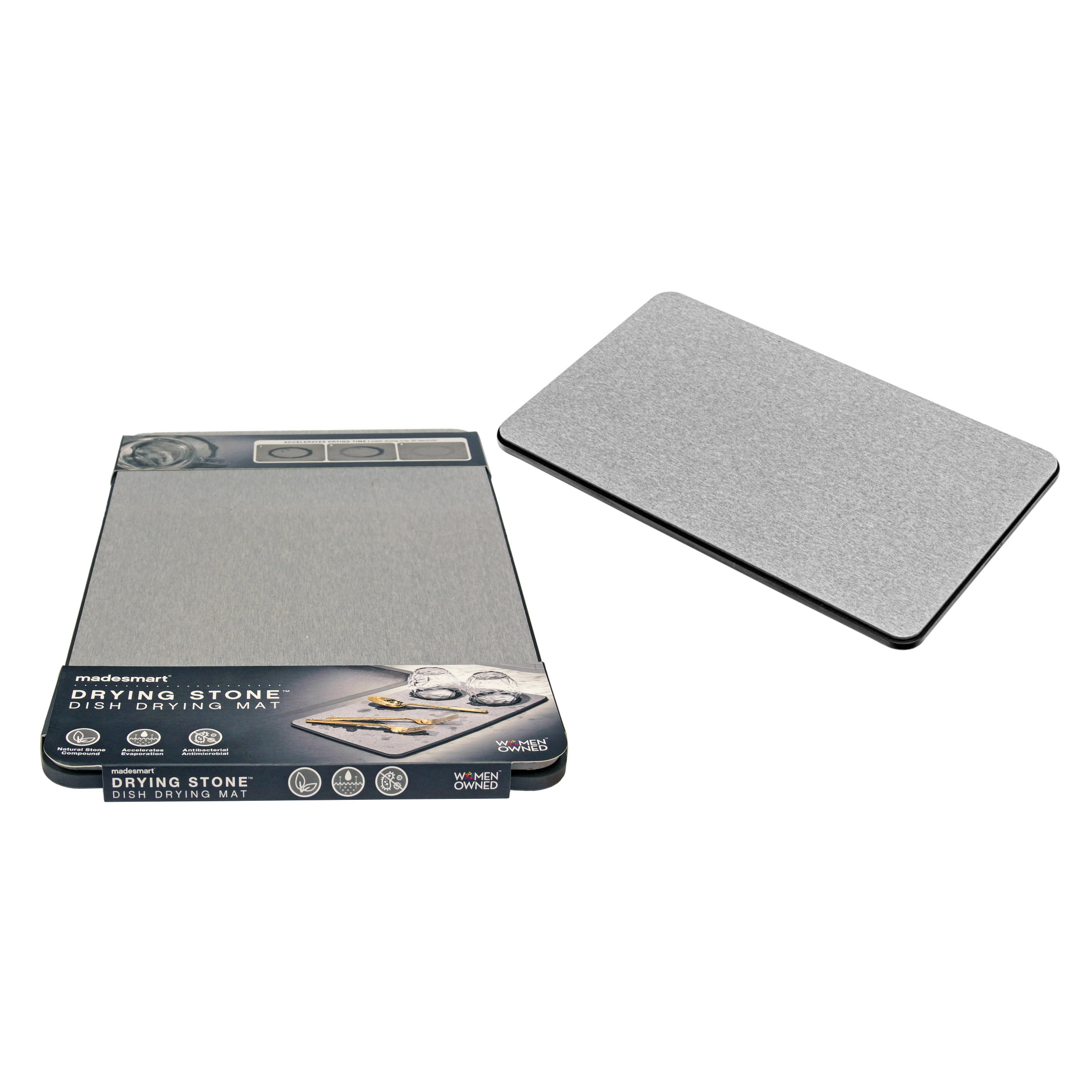 madesmart Dish Mat, Drying Stone Collection, Accelerates Moisture  Evaporation, Natural & Mineral Materials, Non-Slip Base, Carbon