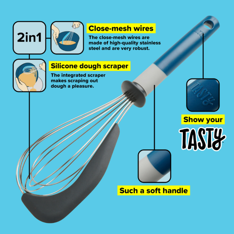 Tasty Wire Balloon Whisk, Stainless Steel, Dishwasher Safe, Tasty Blue