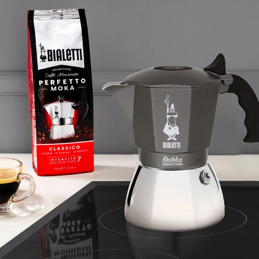 Bialetti Moka Fiammetta Induction Coffee Maker Grey Tops Induction 2 Or 4  Cups
