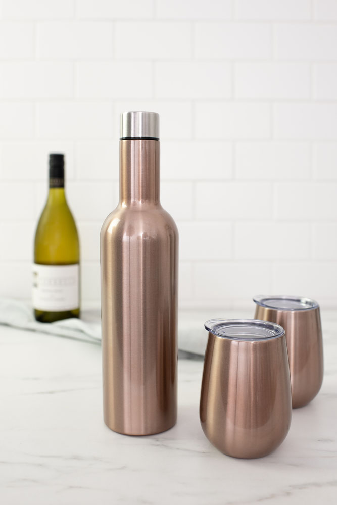 Wine Tumbler Bottle Rose Gold