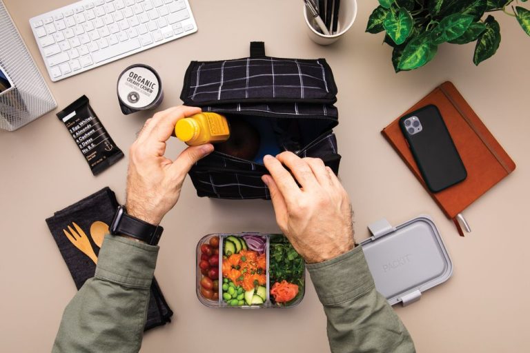 Packit Freezable Lunch Bag Black Grid