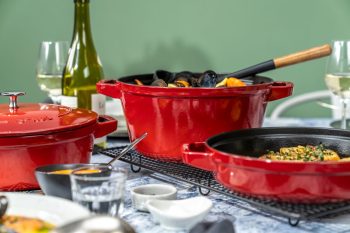 Staub Cherry Red 4-Piece Stackable Cookware Set + Reviews