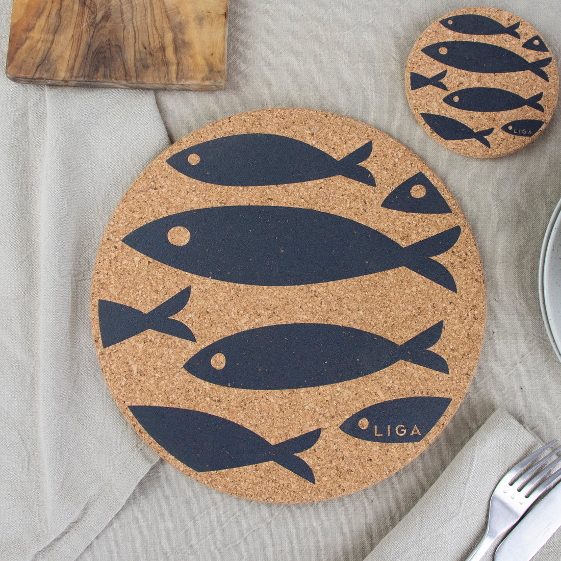 LIGA Cork Placemats Set of 4 - Fish Grey - Chef's Complements