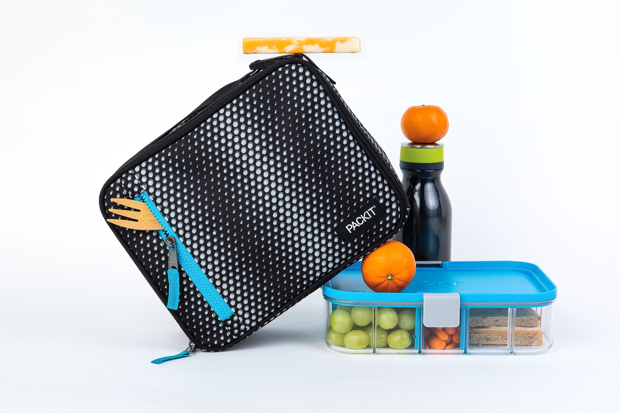 Packit Freezable Lunch Bag Black Grid