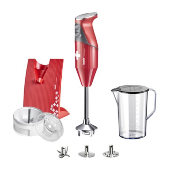 Bamix SwissLine Immersion Blender 200W Red with Swiss Flag – 70th Anniversary Model with Accessories