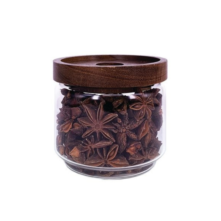 Dish Glass Jar Acacia Lid 300ml