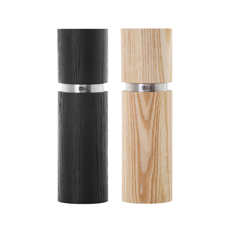 76520 AdHoc Textura Salt & Pepper Mill Set Dark & Light 20cm