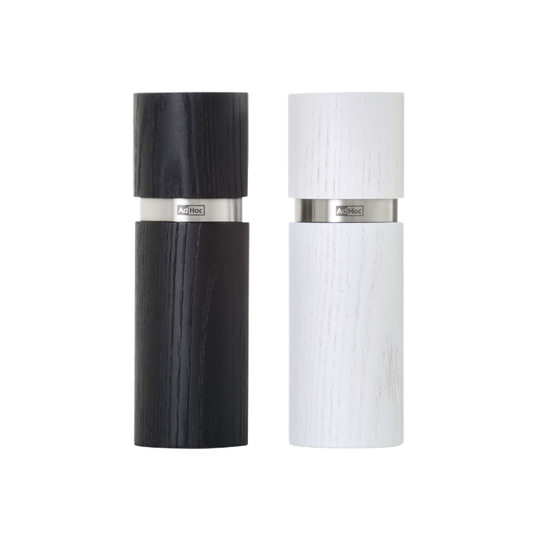 76524 AdHoc Textura Salt & Pepper Mill Set Black & White 15cm