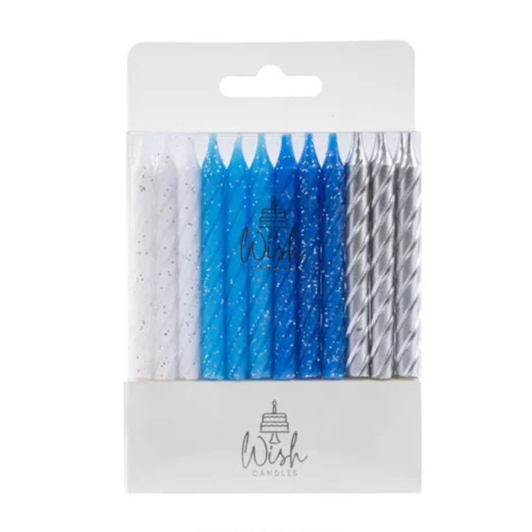 Wish blue spiral candles