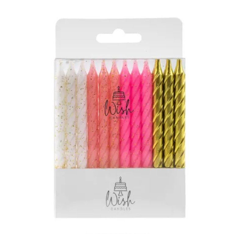 Wish pink spiral candles